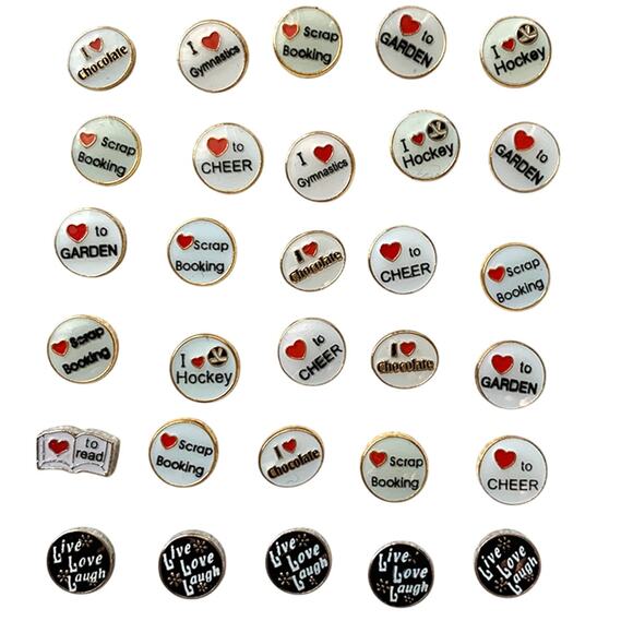 Lot 24+ Floating Locket Jewelry Charms I ❤️ Hobbies, Activities, Sports NEW - Picture 1 of 6